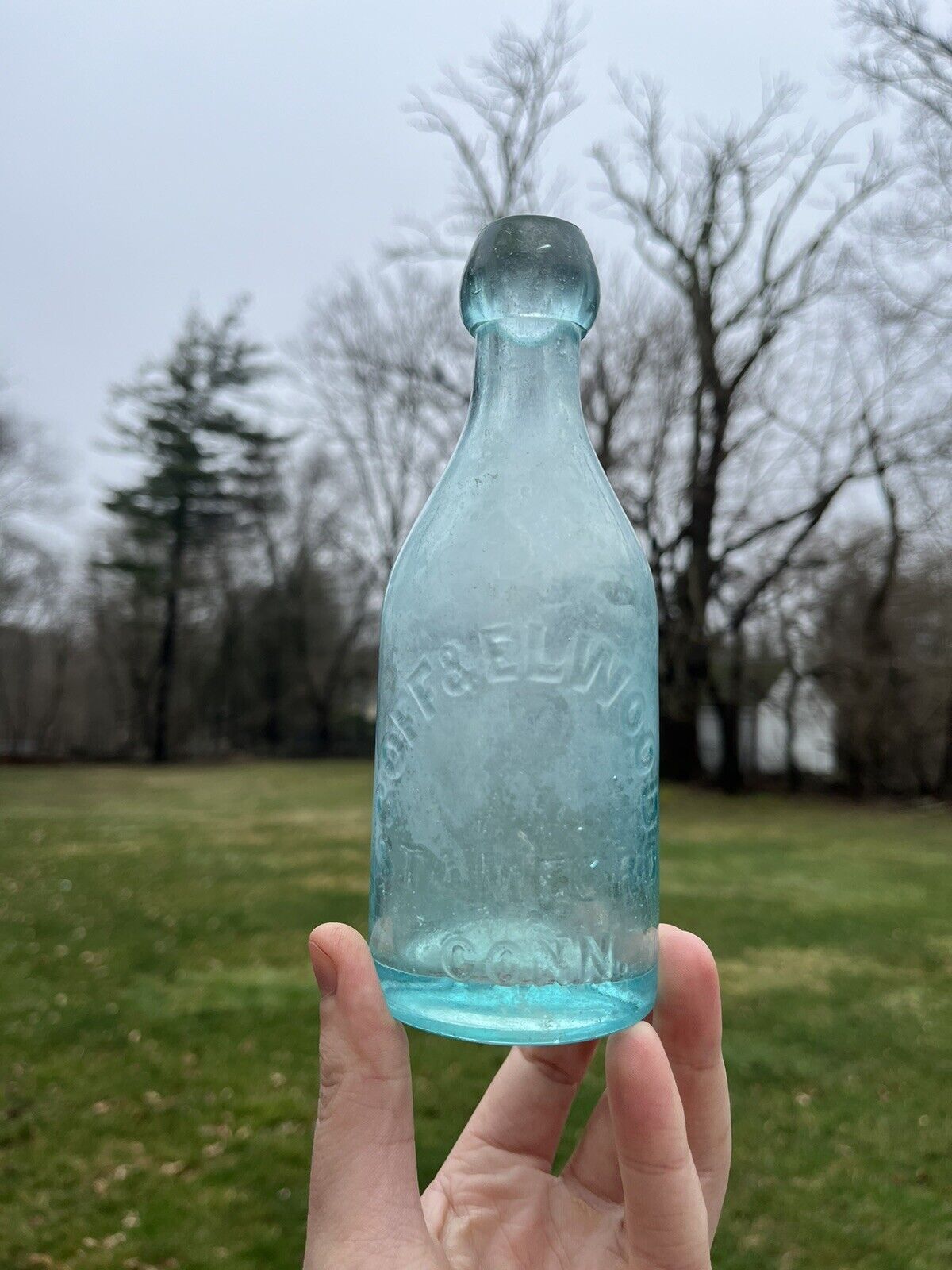 Antique Goff & Elwood Stamford Conn CT EARLY Soda Mineral Water Bottle 1860s-70s