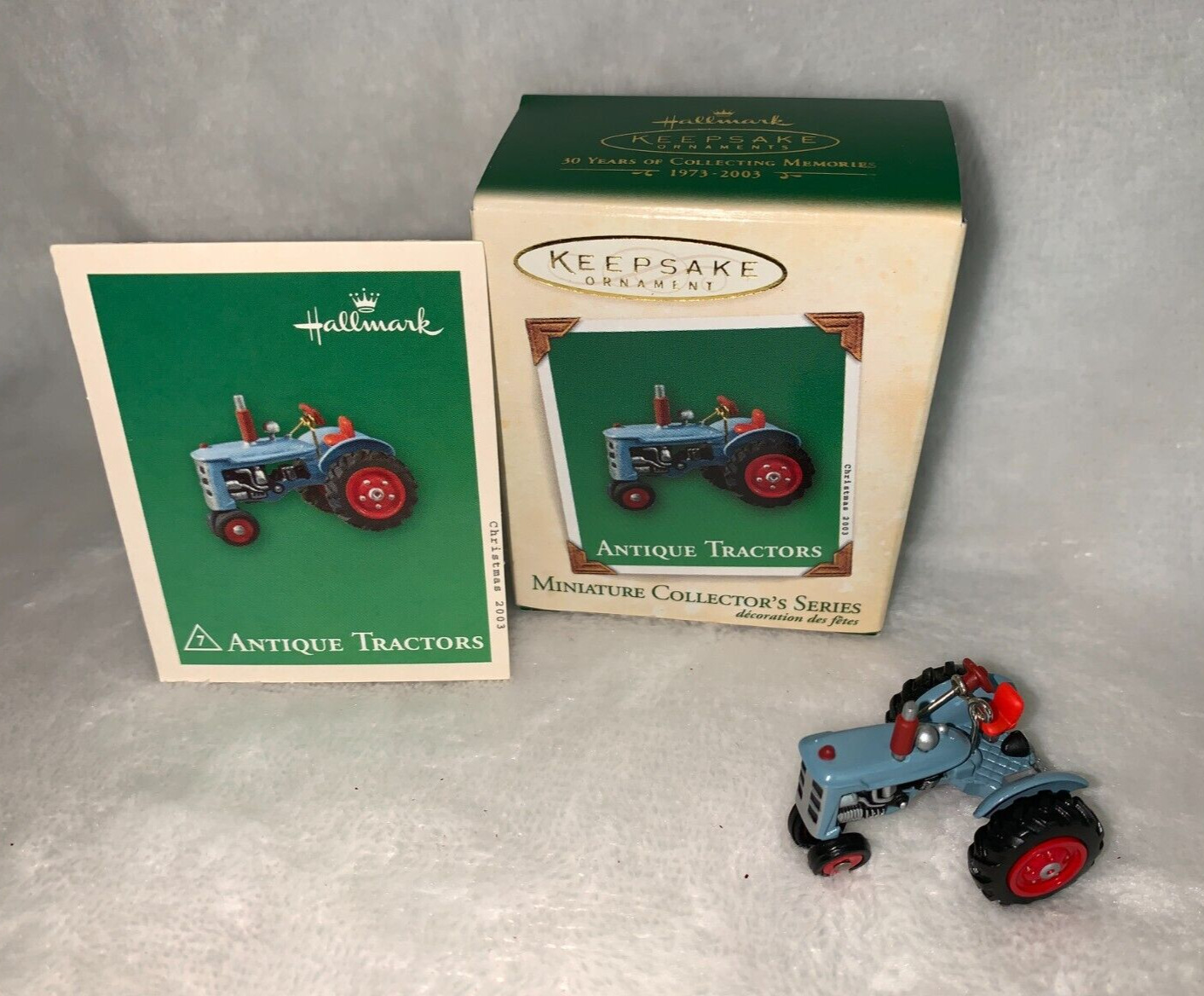 New 2003 Hallmark Antique Tractors Blue & Red Series Miniature Ornament #7