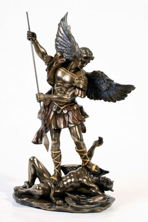 Saint St. Michael Archangel with Spear Defeated Lucifer Statue Figurine Decor