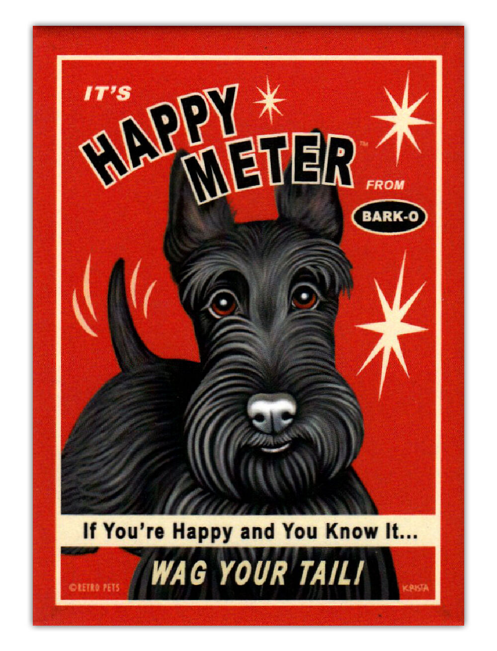 Retro Dogs Refrigerator Magnets - Scottish Terrier Happy Meter - Advertising Art