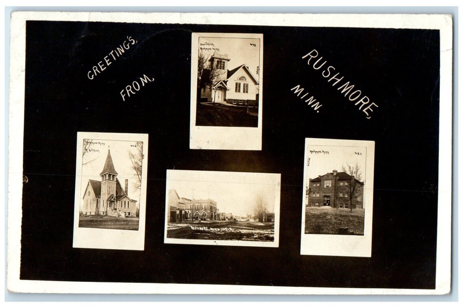 Rushmore Minnesota MN RPPC Photo Postcard Greetings Multiview c1910\'s Antique