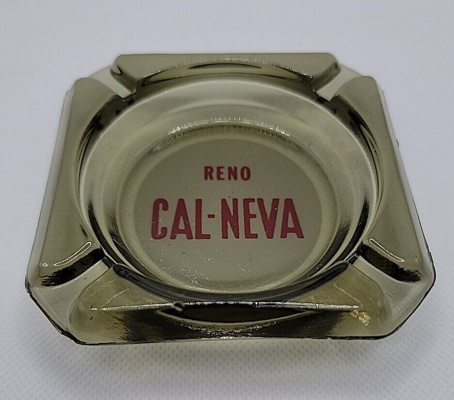 Club Reno Cal-Neva Smokey Glass Ash Tray Vintage Nevada Casino Advertising