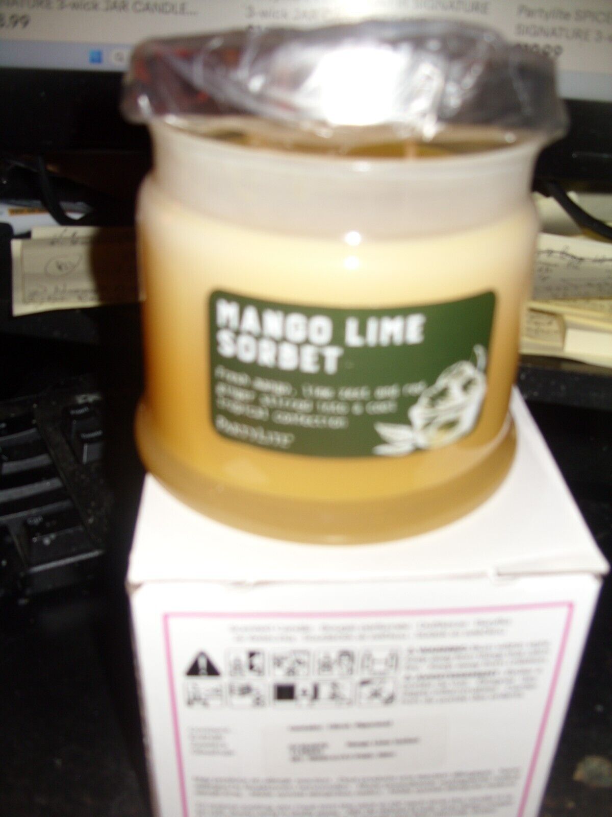 Partylite MANGO LIME SORBET SIGNATURE 3-wick JAR CANDLE  BRAND NEW