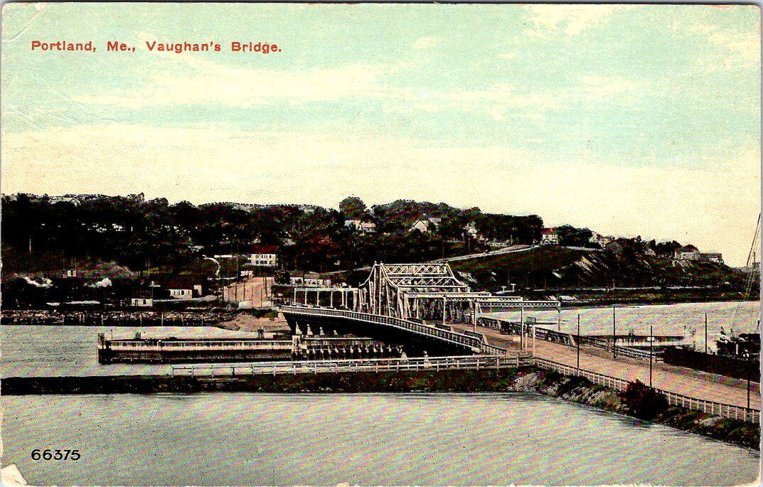 1913, Vaughan\'s Bridge, PORTLAND, Maine Postcard