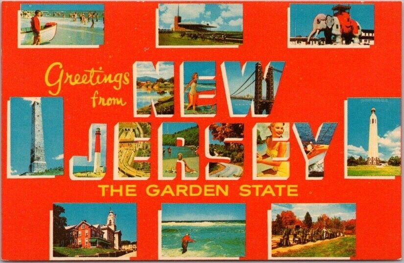 Vintage NEW JERSEY Large Letter Postcard \