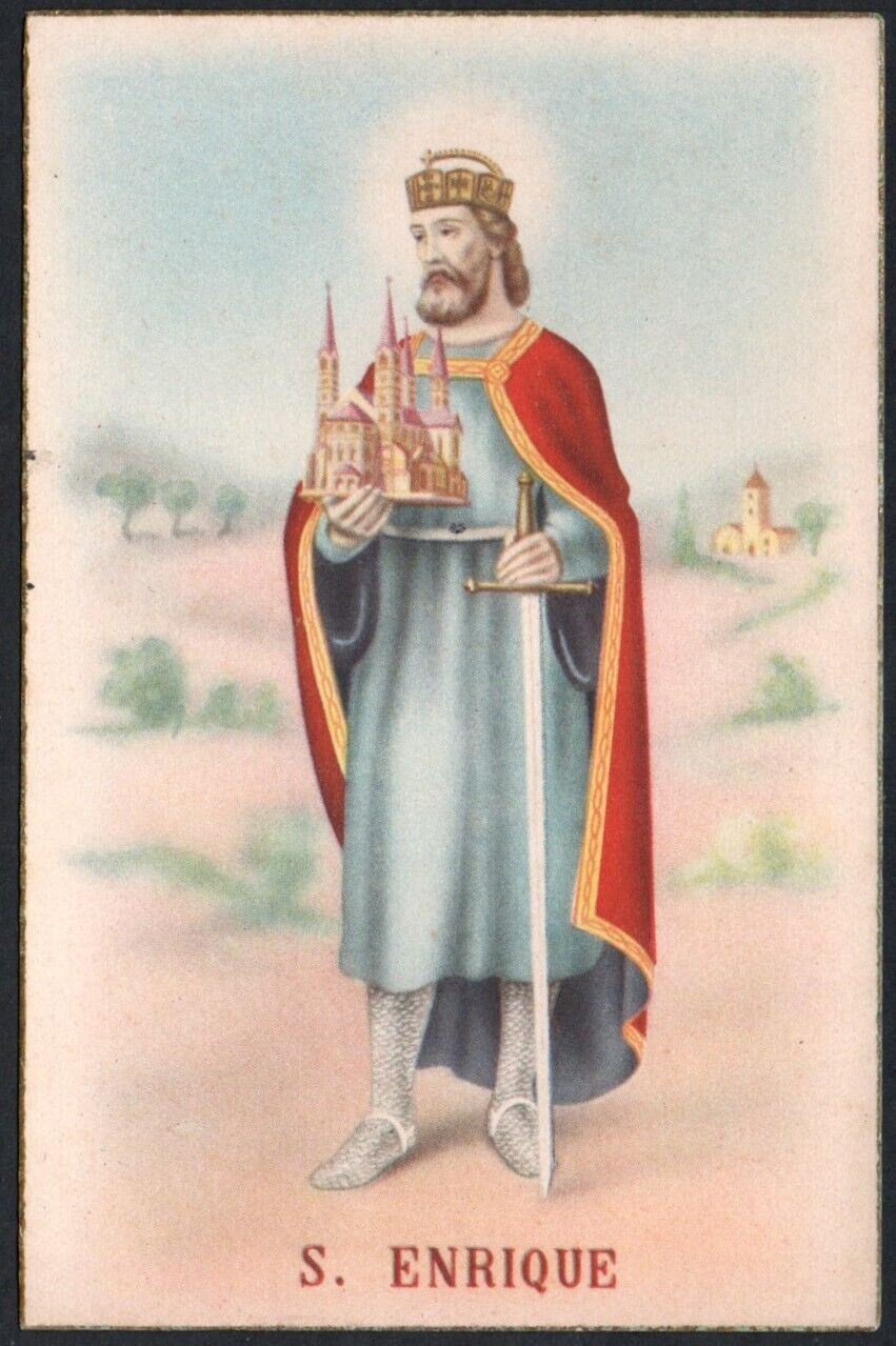Holy card postale antique de San Enrique santino image pieuse estampa