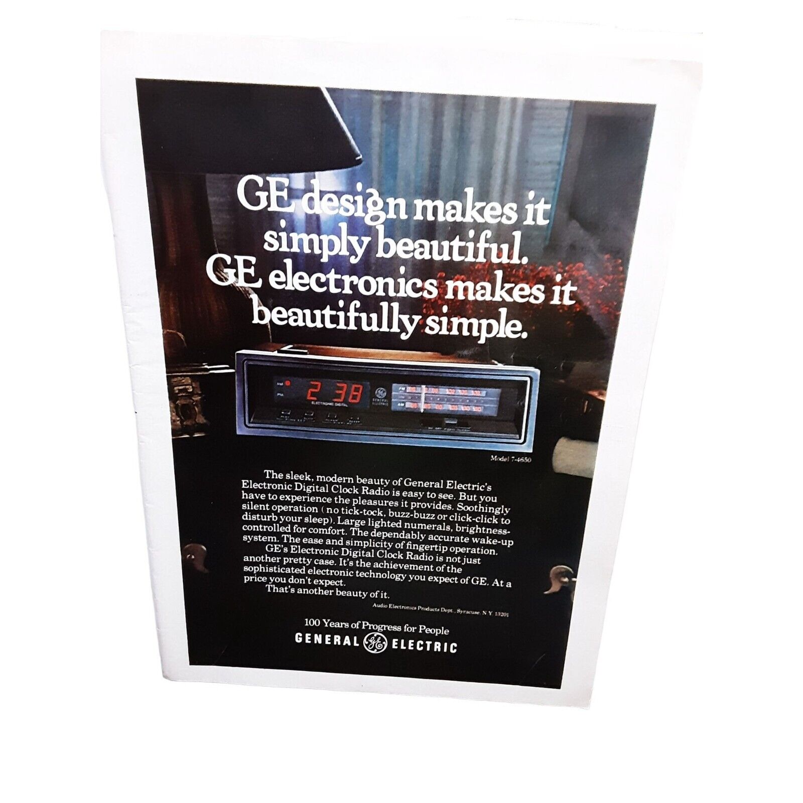 1978 General Electric Clock Radio Original Print Ad Vintage