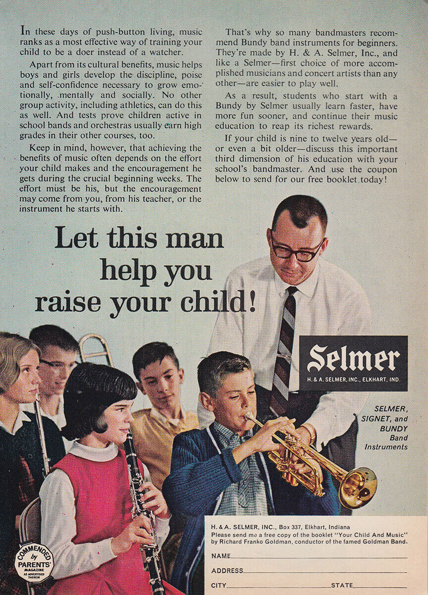 1964 Selmer, Signet, Bundy: Let This Man Help Vintage Print Ad