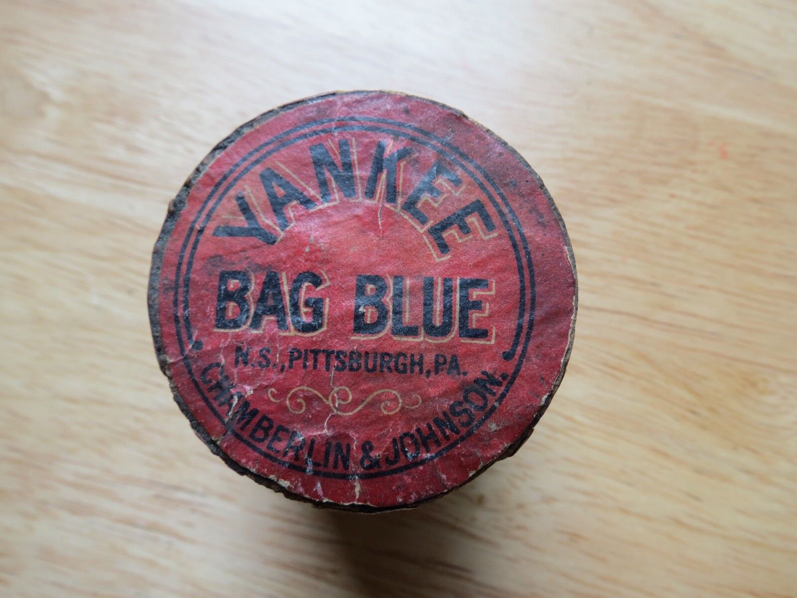 Antique Yankee Bag Blue Wooden Container (Lot#12222)