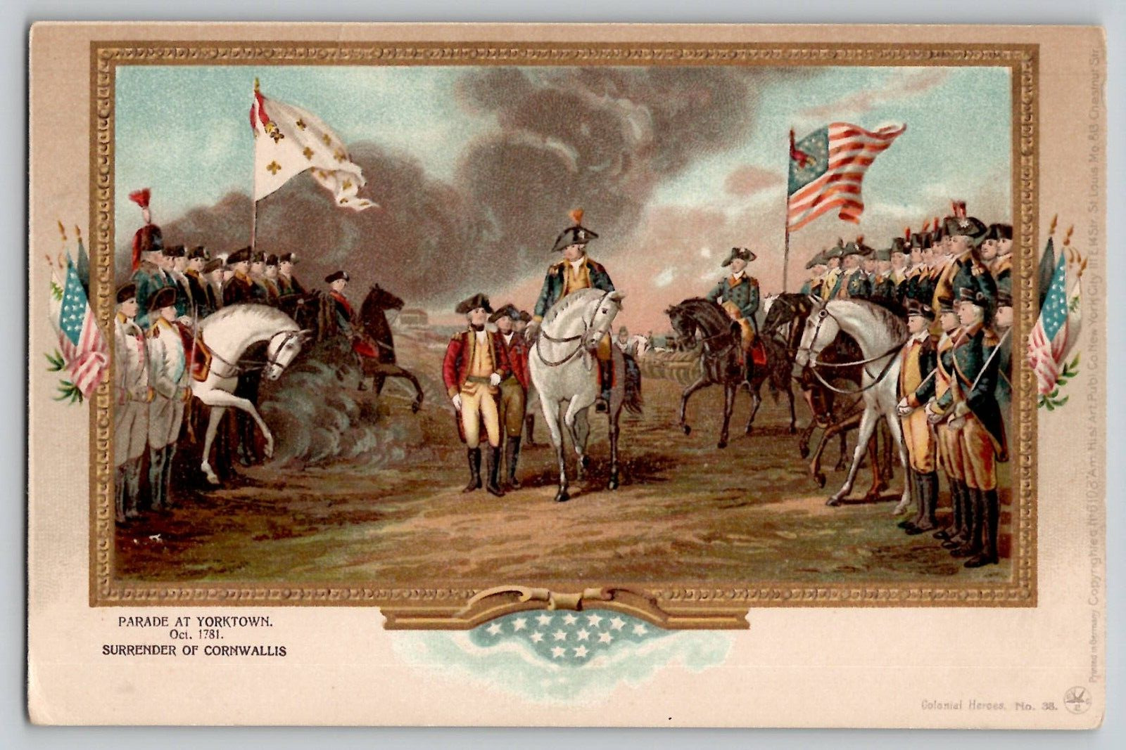 1903 Colonial Heros Cornwallis Surrenders Yorktown Patriotic Postcard Lange 38