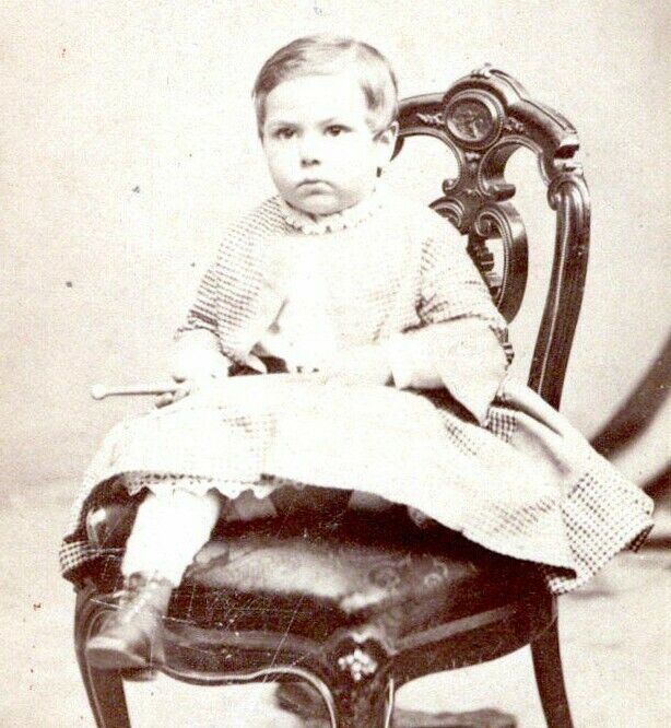 Boston Massachusetts CDV Photo Young Boy in Dress Frock J.W. BLACK 1860s C3