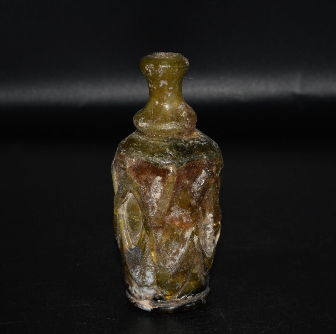 Rare Authentic Ancient Roman Glass Bottle with trailed Decoration Circa 1st cent