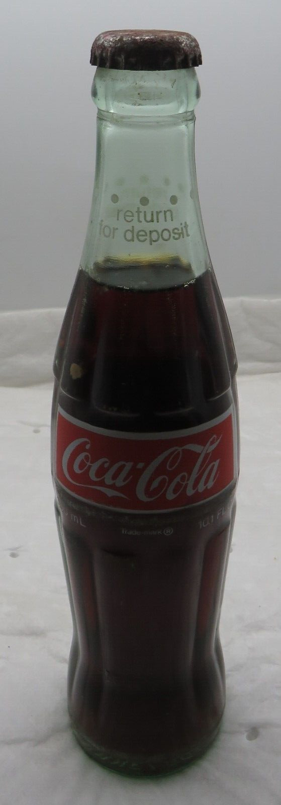 10.1 Full 1969 Vintage Coca-Cola Coke Return for Deposit Glass Bottle RARE