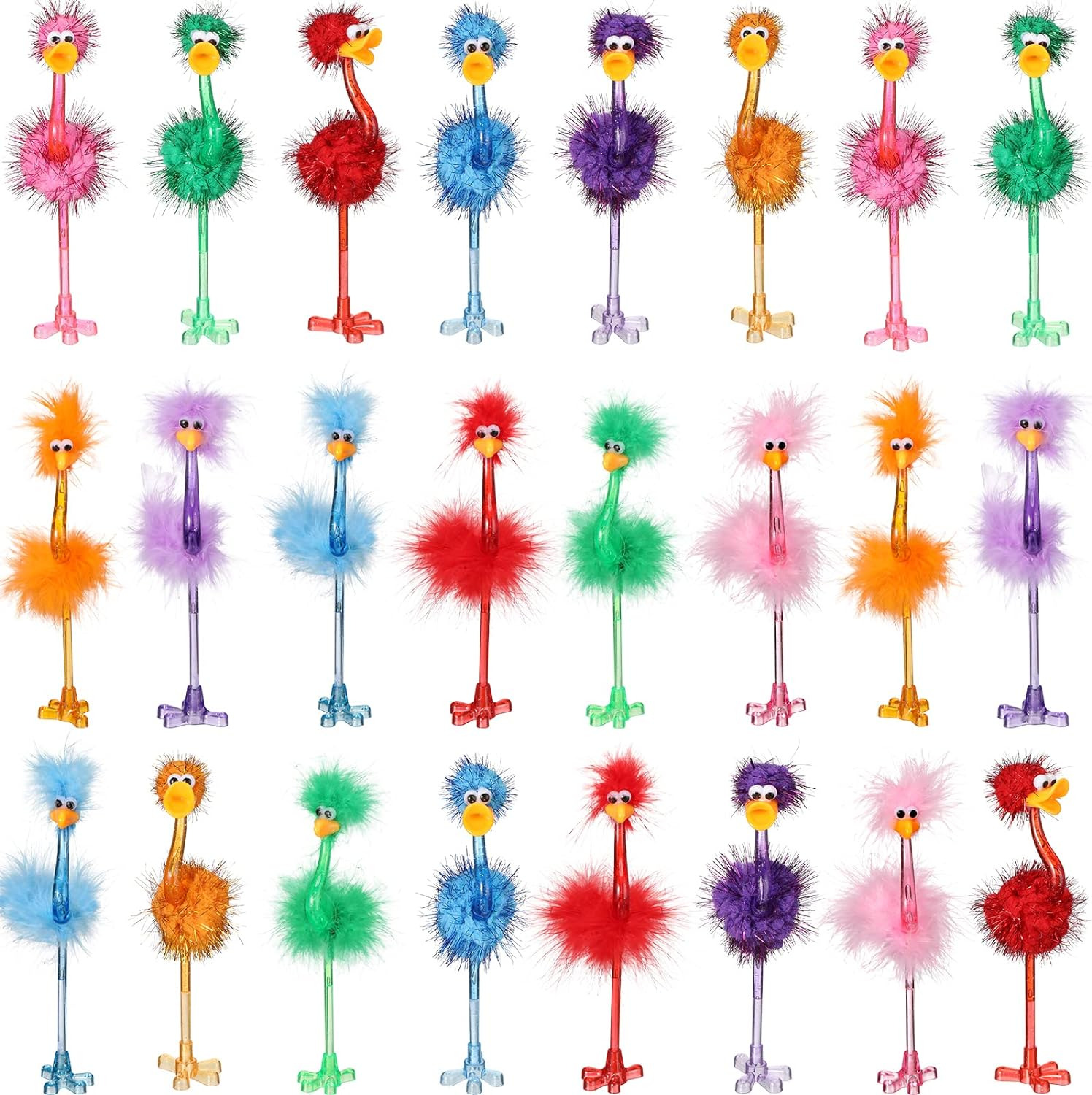 24 Pcs Flamingo Ostrich Novelty Pens Funny Fluffy Flamingo Pen Fun Pens for Kids