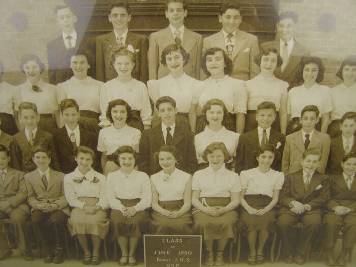 Vintage Framed June 1950 Boody Junior High School Class Sepia Photograph