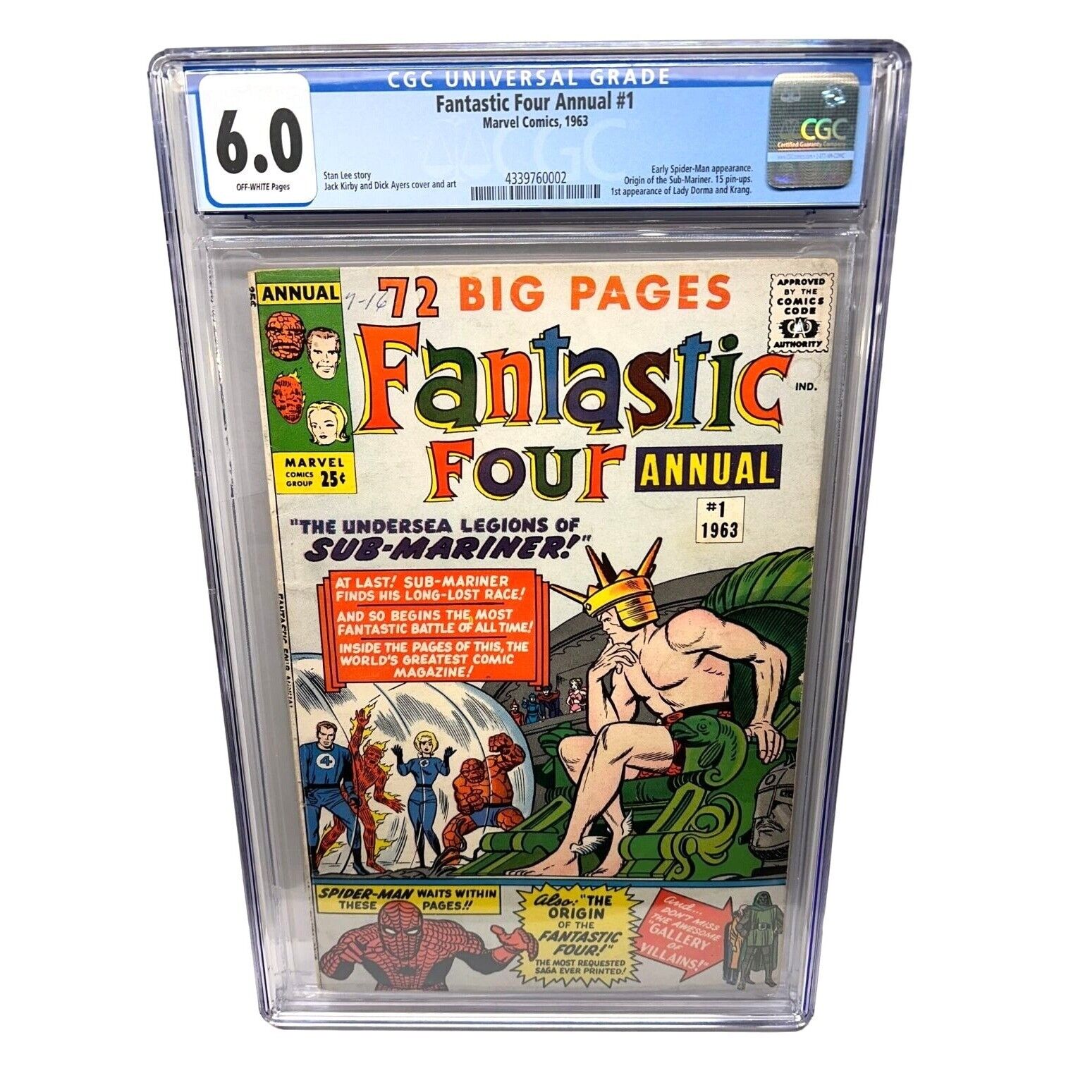 Fantastic Four Annual #1 (1963) CGC 6.0 Off-White Pages Key Early Spider Man