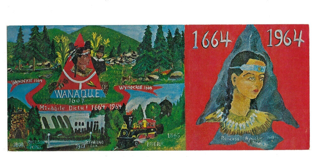 c.1960s Mirabile Dictu 1664-1964 Wanaque New Jersey NJ Jumbo Long Postcard UNP