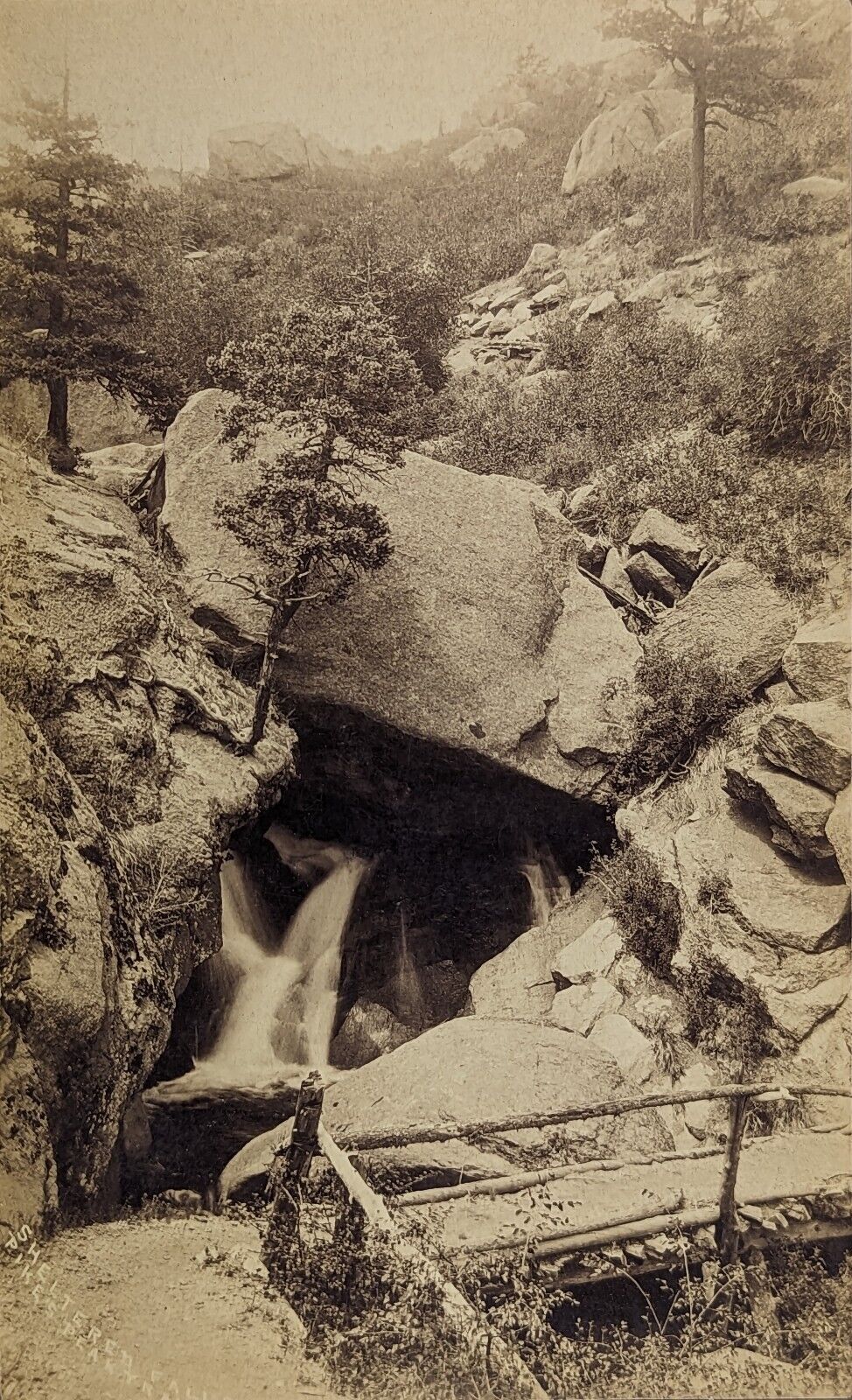 Pikes Peak Trail Colorado Sheltered Falls Antique George E. Mellen Photograph