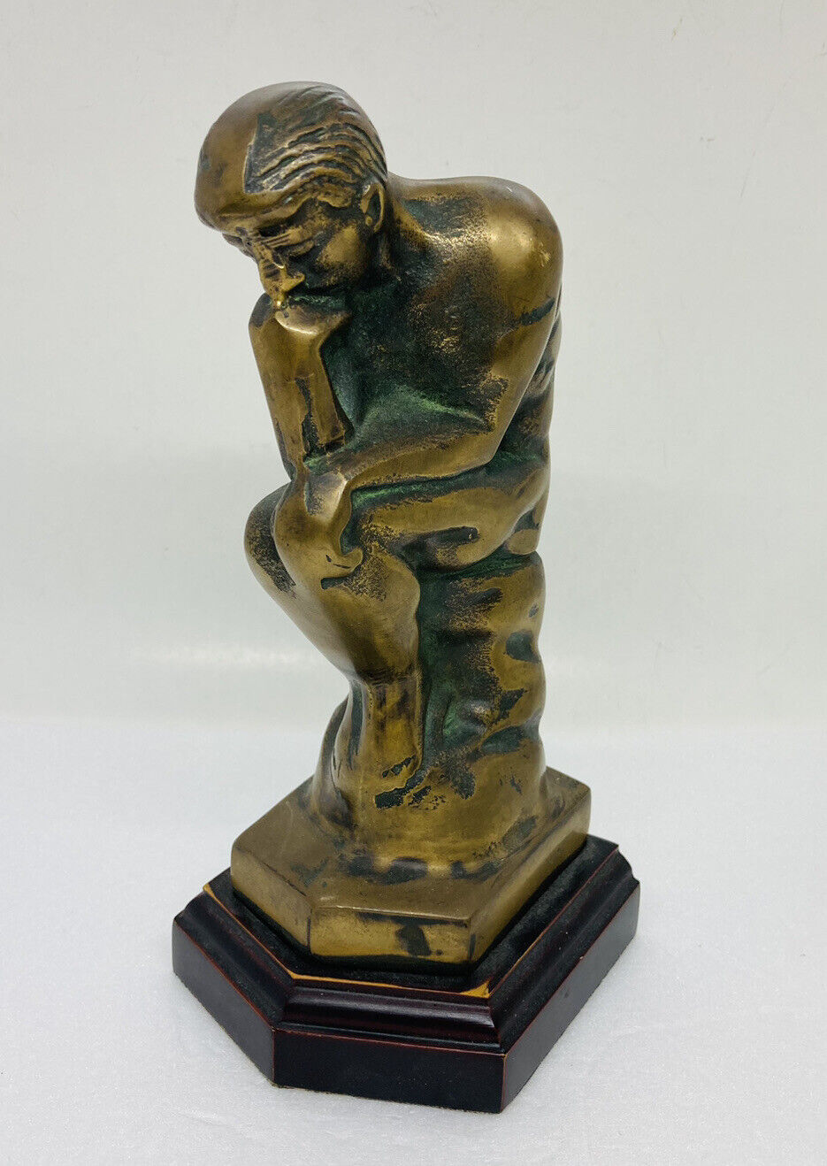 Rare 1930s The Thinker Statue 8.5” Copper Bronze  Metal Art Decor BB