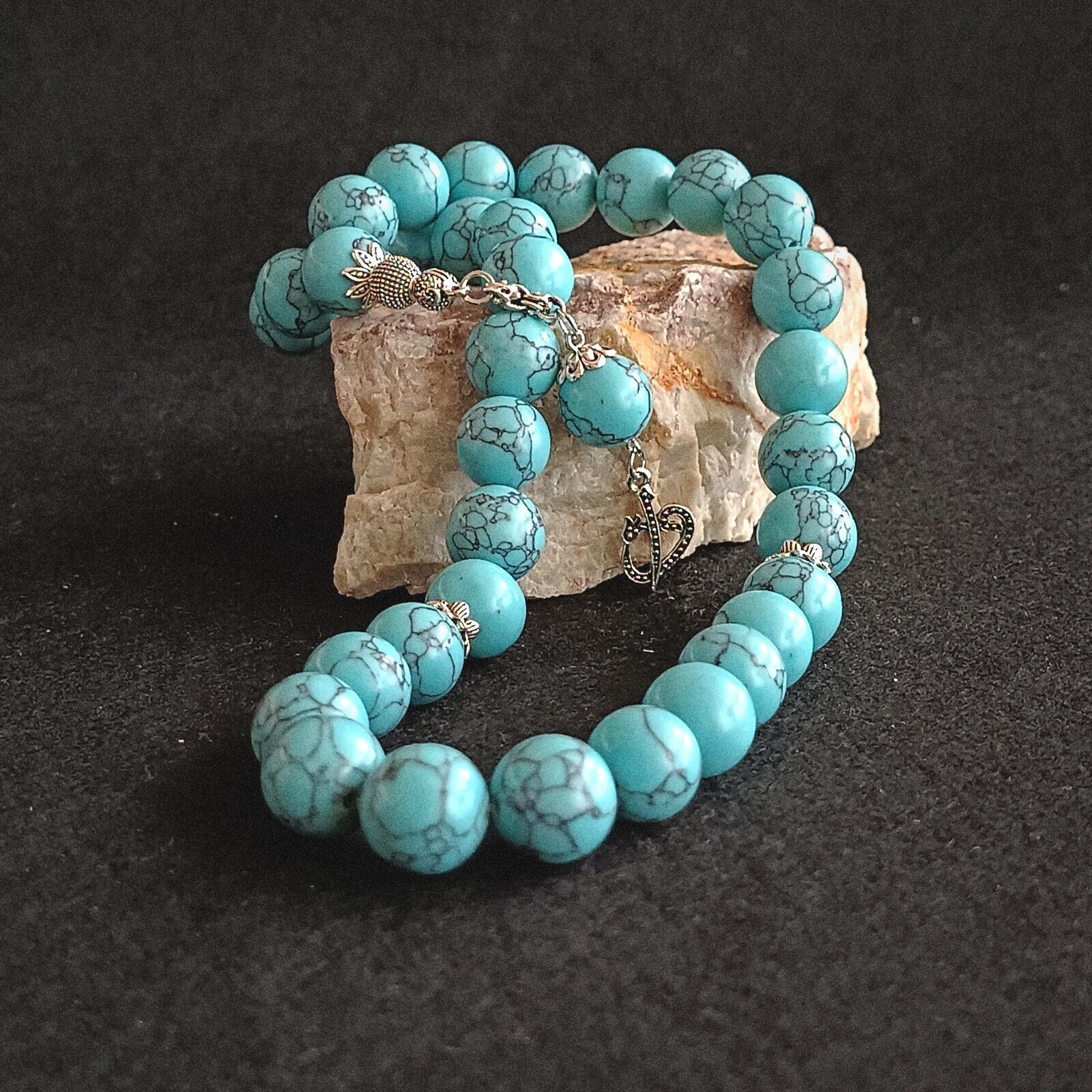 14mm Turquoise Stone Tasbih, Gemstone Rosary, Tasbeeh 33, Large Prayer Beads
