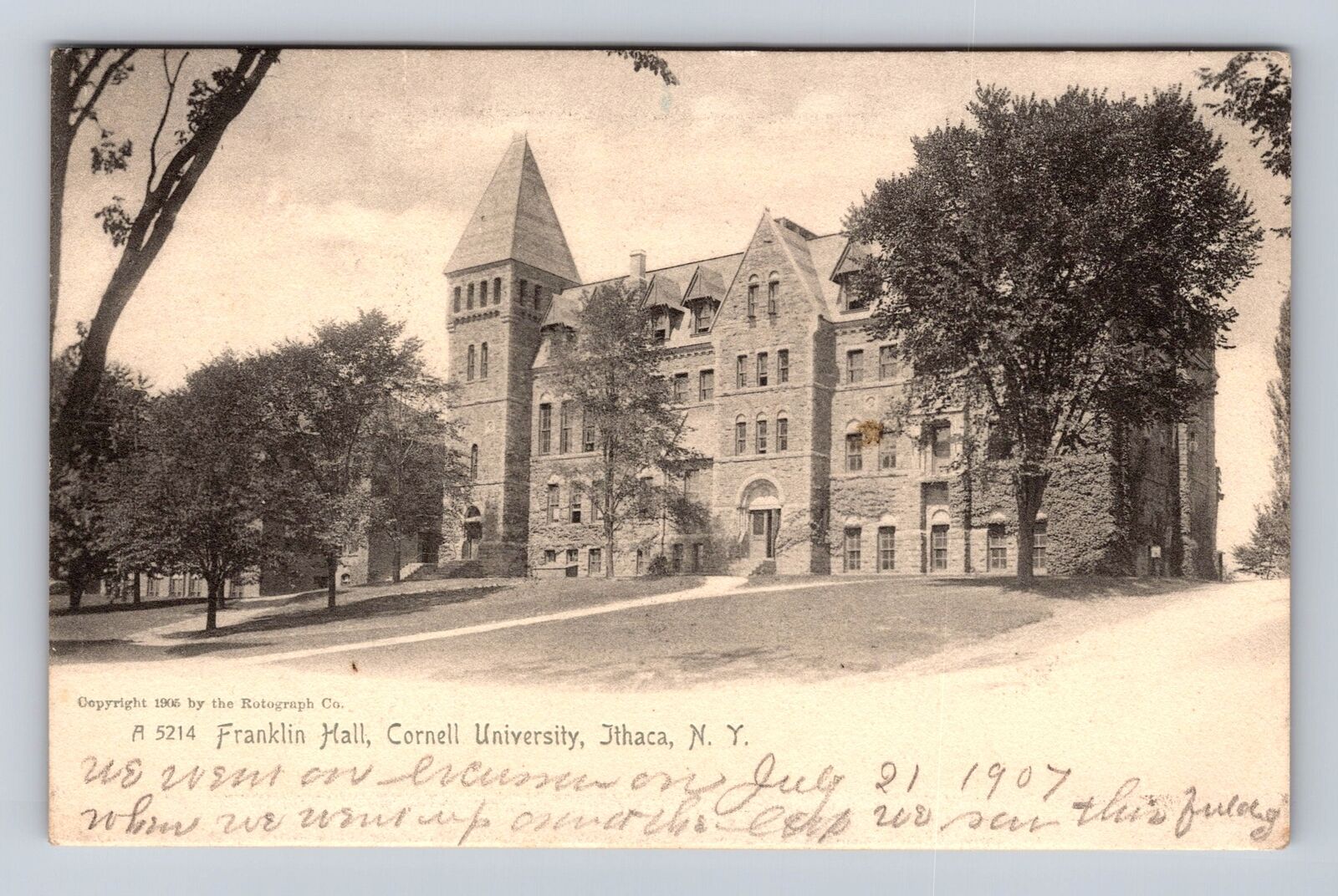 Ithaca NY- New York, Franklin Hall, Cornell University, Antique Vintage Postcard