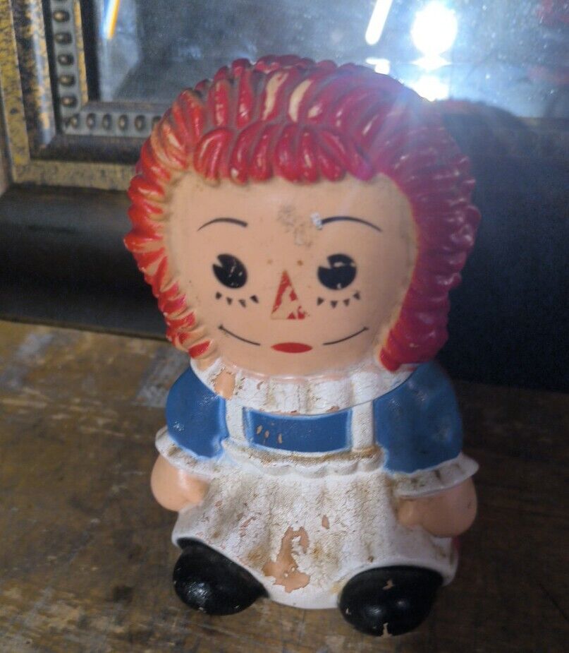 Vintage Raggedy Ann Hard Plastic Coin Bank 1972 Robbs Merrill Co My Toy Company