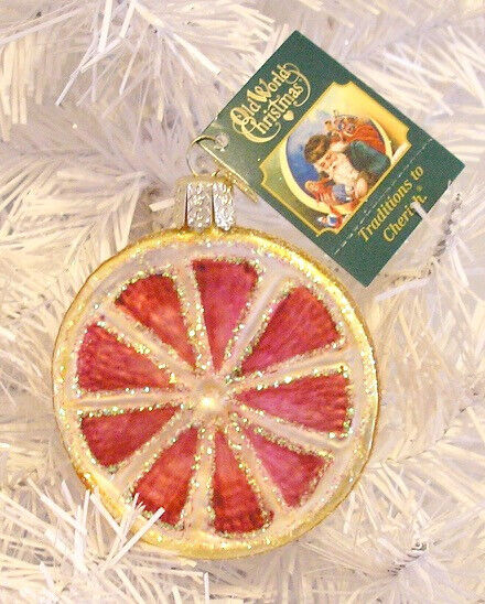 2016 - GRAPEFRUIT - OLD WORLD CHRISTMAS BLOWN GLASS ORNAMENT - NEW W/TAG