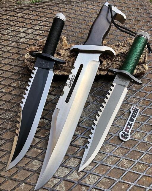Handmade Rambo First Blood Hunting Bowie Knife Blade ,Rambo Survival 3- Knife