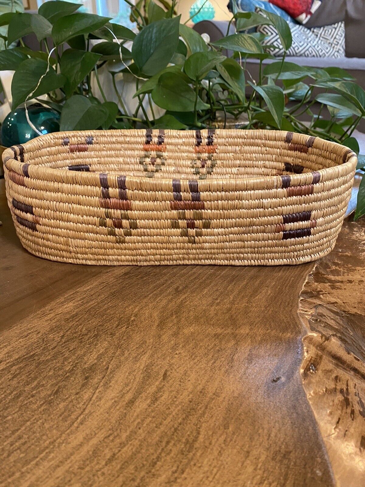 Vintage Native American Pima Basket Bowl Hand Coiled Excellent Condition 7x12”