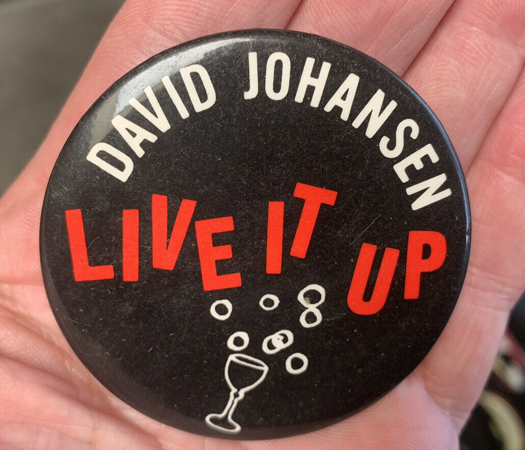 Vintage David Johansen “Live It Up” Album Promo Pinback Button Pin NY Dolls Vtg