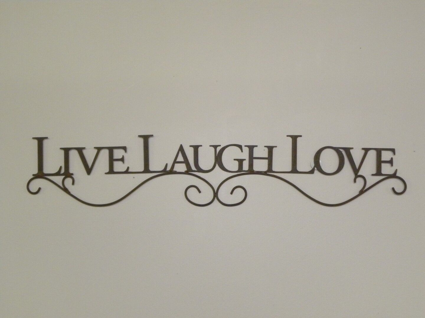 Country Primitive Metal Live Laugh Love Cutout Written Wall Decor Rustic Brown