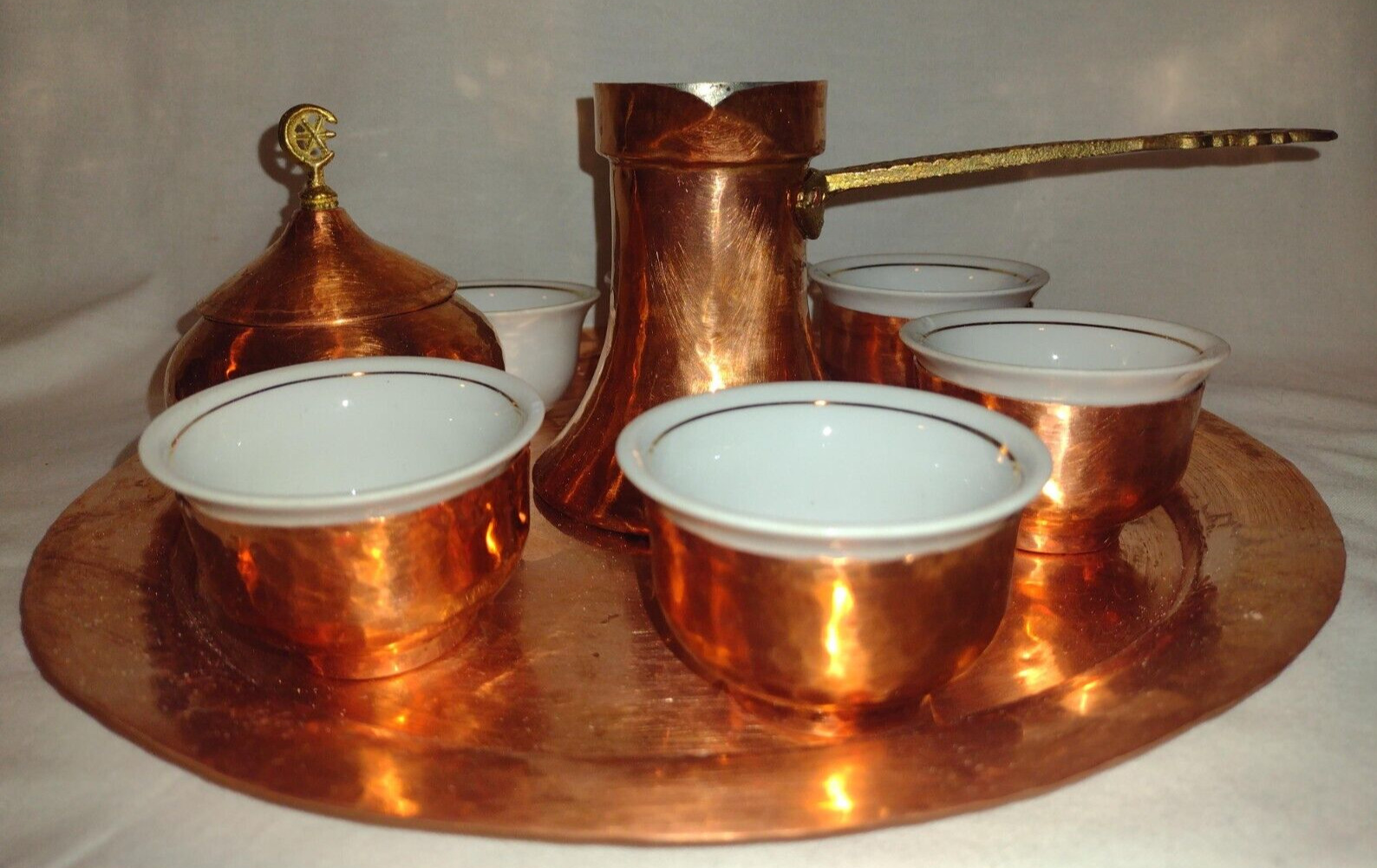 Antique WWI Ottoman Empire Turkish Officer's Copper Coffee Tea Set