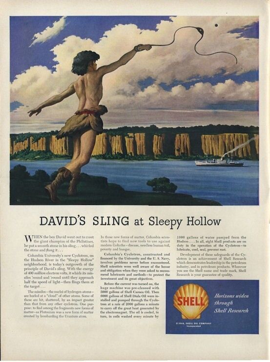 1948 Shell PRINT AD Research David\'s Sling at Sleepy Hollow Columbia University 