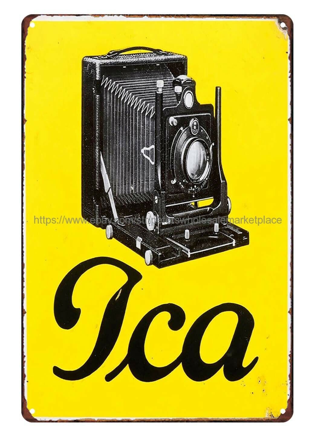 Decorative Collectibles wall decor 1920s Ica Cameras metal tin sign