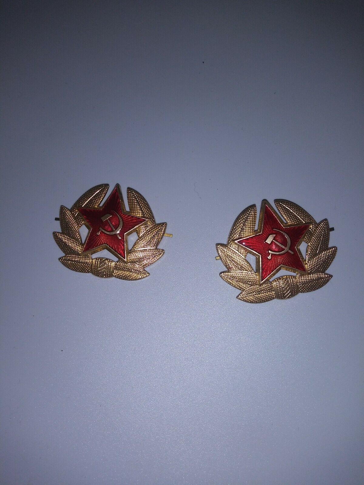 2 Vintage Kokarda Original USSR Soviet Union Russia Badge Army Red Star Hat Pins