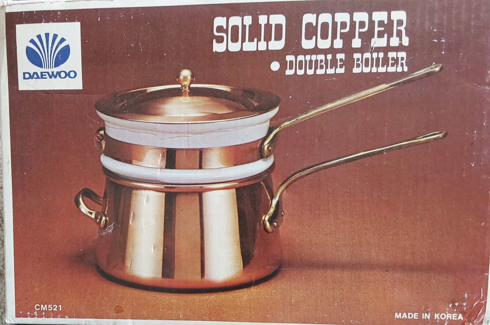 REDUCED AGAIN- Daewoo Copper,Ceramic,Brass 2-quart Double Boiler 3 pc Cookware