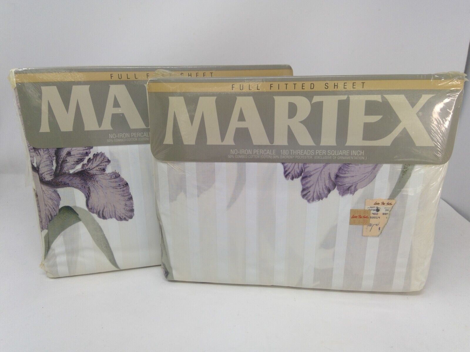 Martex Percale Arielle Irises FULL Flat & Fitted Sheets