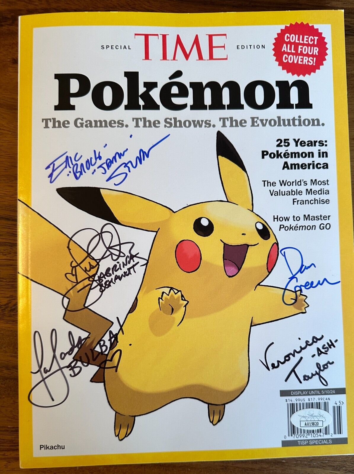 Autographed Pokemon Magazine For Charity Original English Actors - 5 signatures