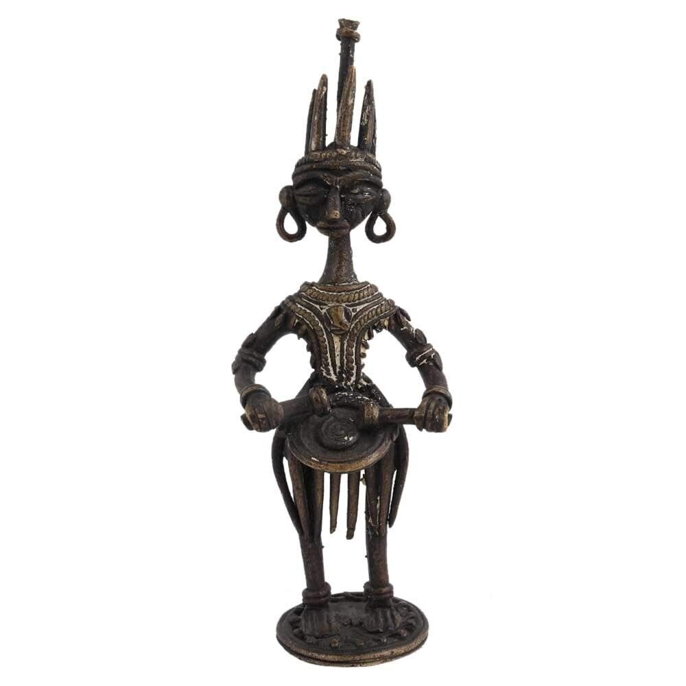 Antique Finish Brass Tribal Drummer Musician Decorative Figurine Statue