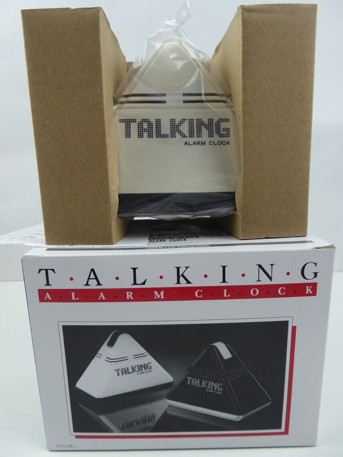 Talking Alarm Clock T-10 White Triangle Shaped- Vintage 1980\'s New