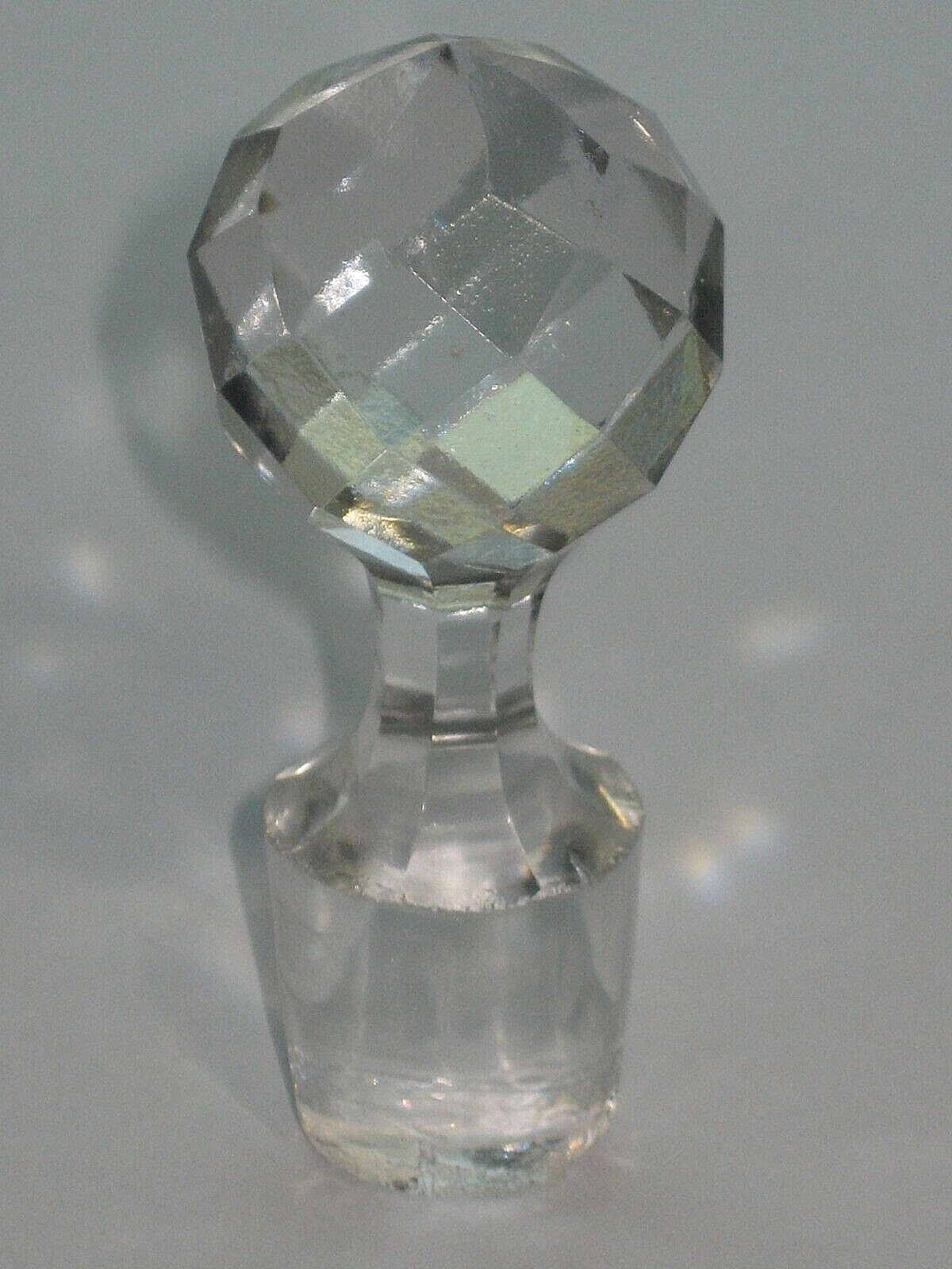 Antique/Vintage Small Faceted Ball Glass Stopper For Bottle Or Decanter - #3