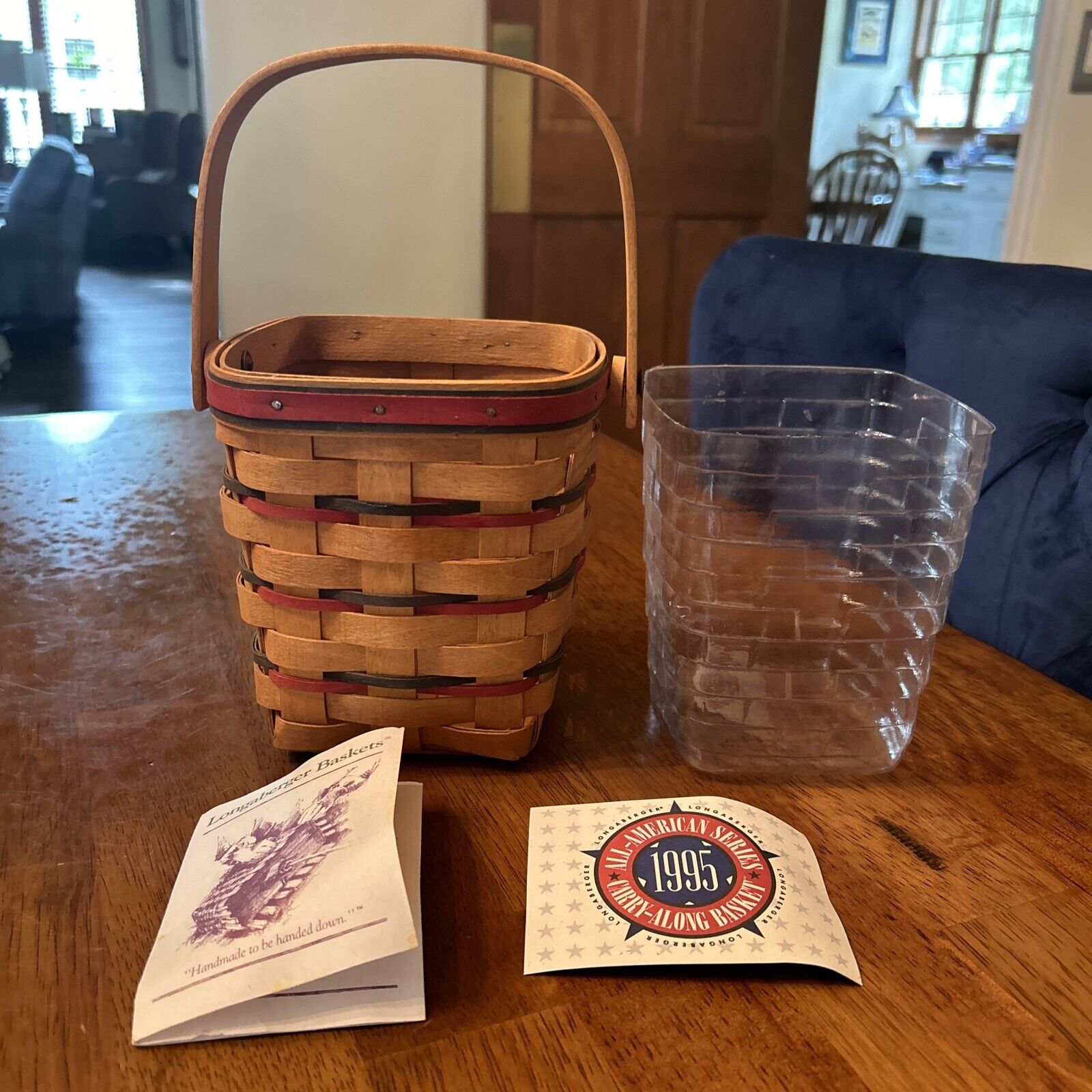 Longaberger 1995 All American Carry Along Basket & Protector.