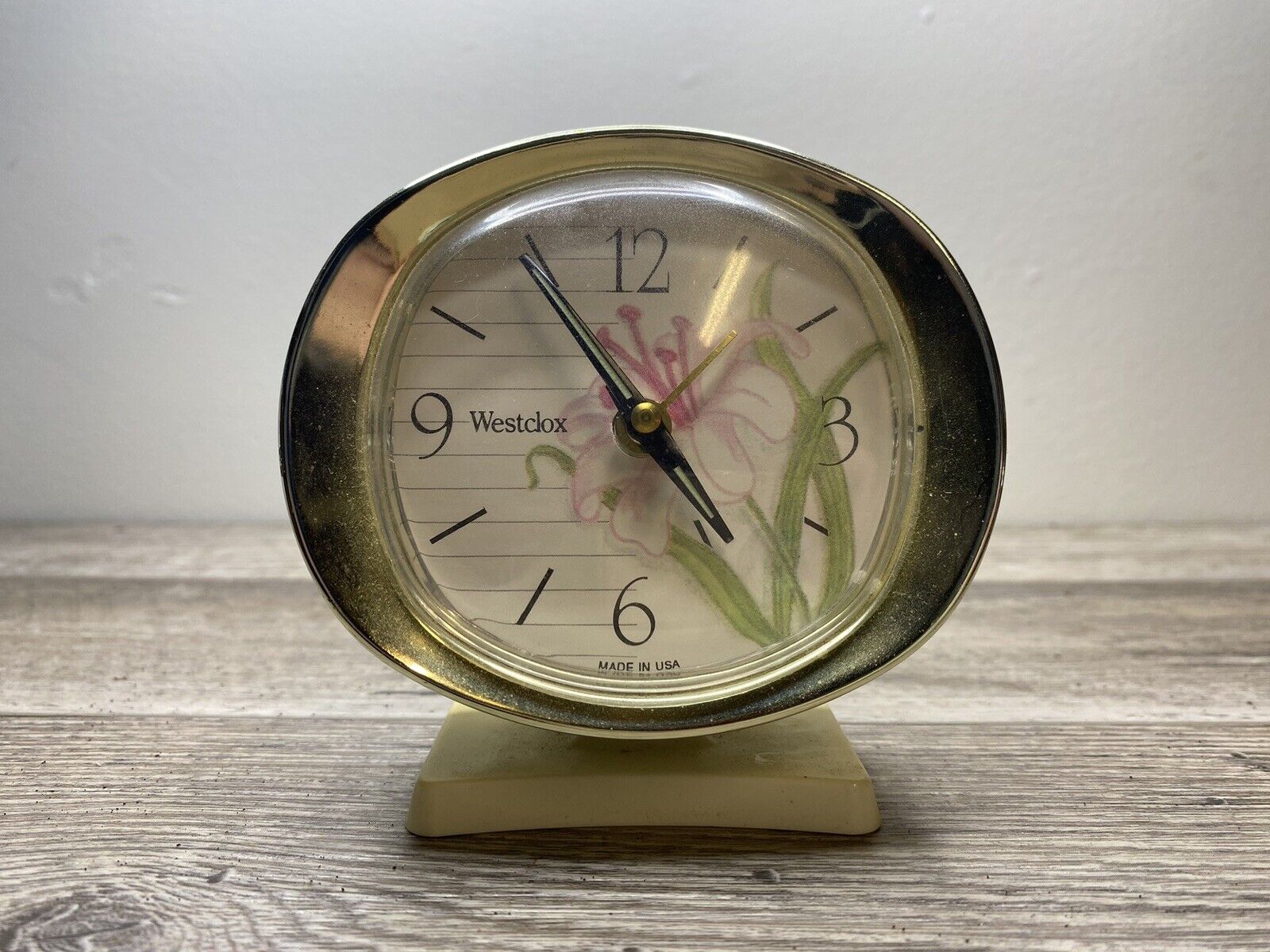 Vintage Westclox Pink Floral Alarm Clock