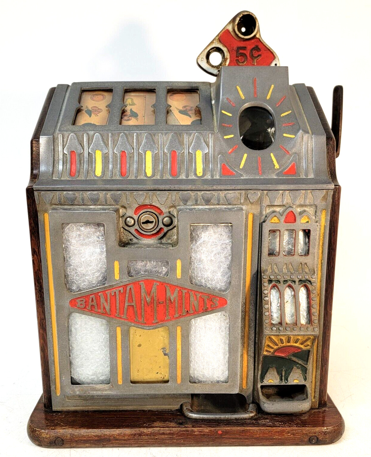 Antique 1928 Pace Bantam Mint 5 Cent Front Slot Machine Candy Double Vendor