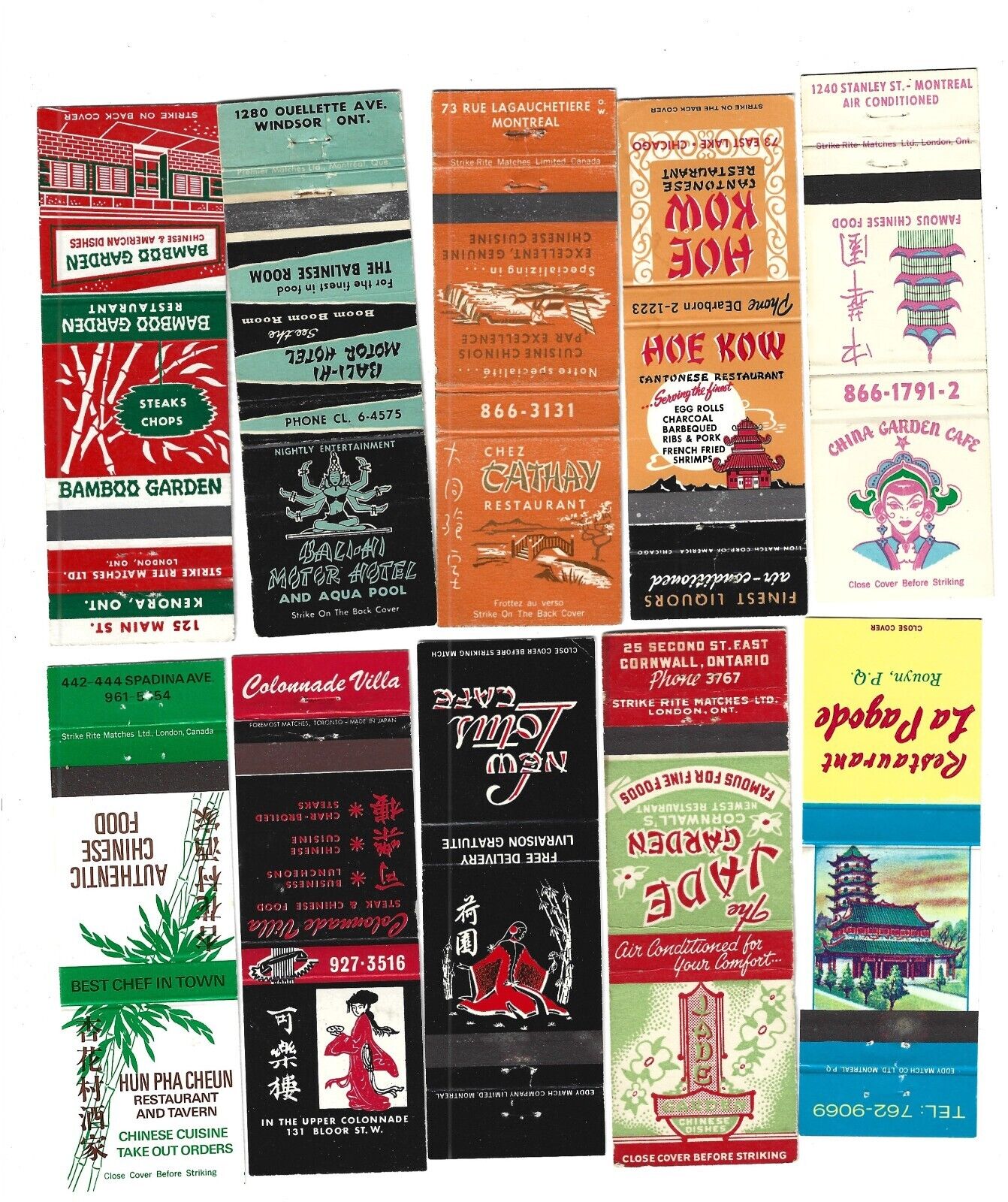 10 Chinese Restaurants - Canada     Matchcovers     Good Graphics