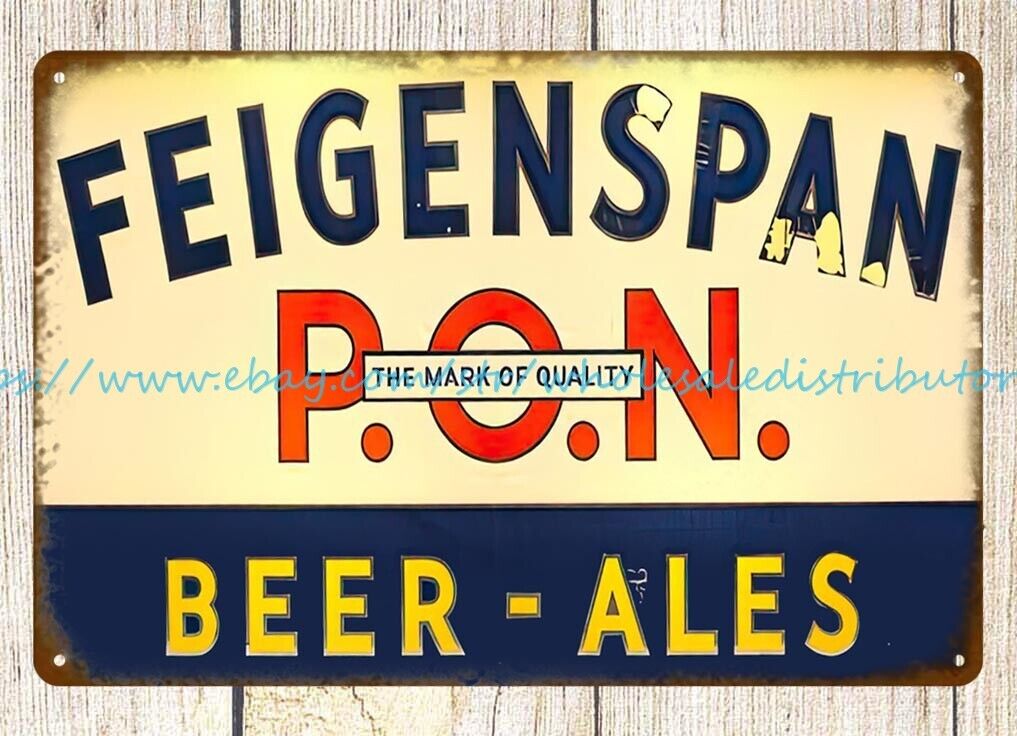 1930s Feigenspan Beer ales metal tin sign reproduction kitchen office signs