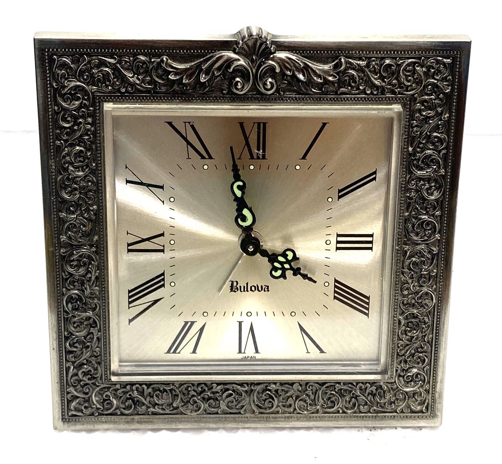 Vintage Bulova Wind UP Mechanical Travel Alarm Clock Aluminated Hands - 22FD