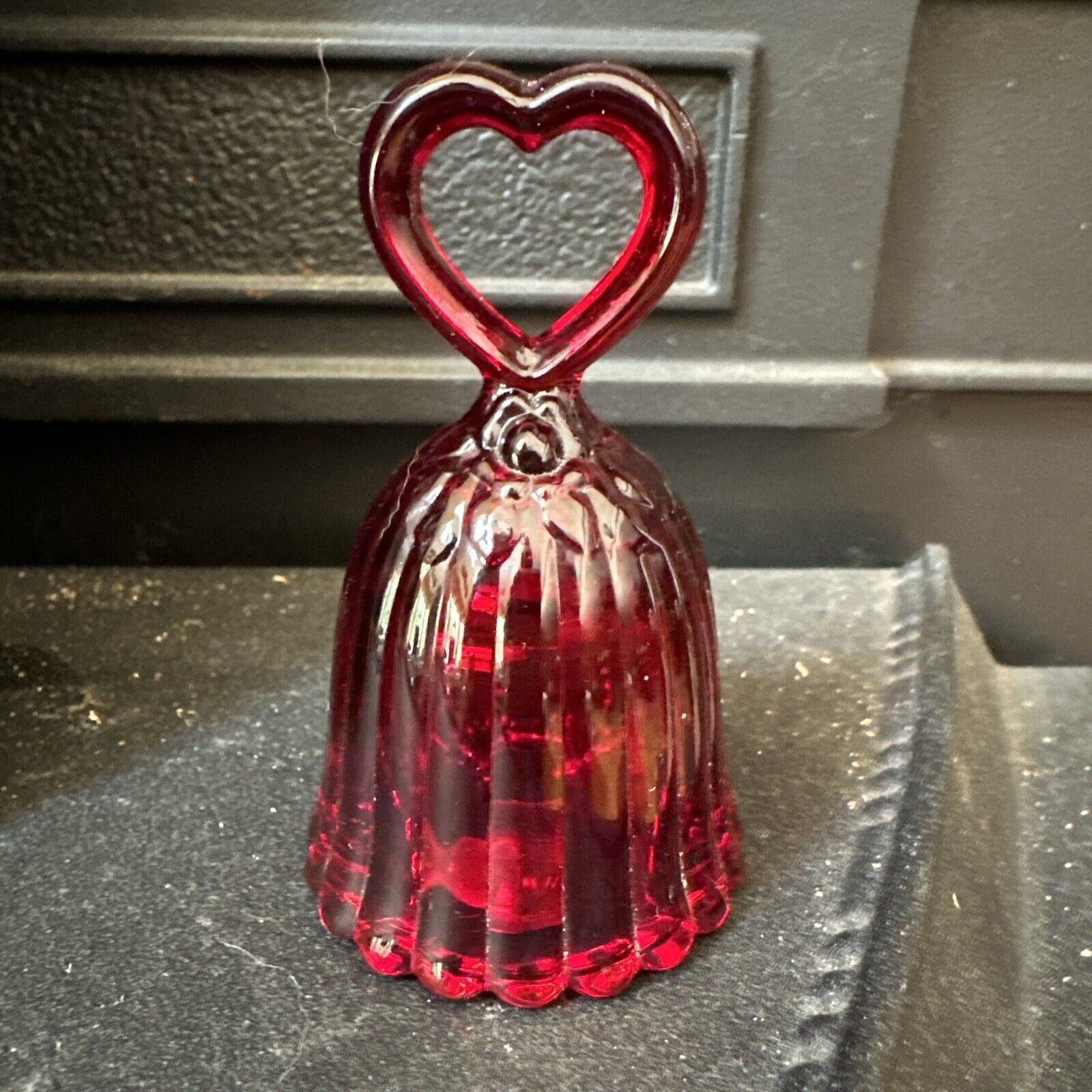 Fenton Glass Ruby Red Heart Bell Excellent
