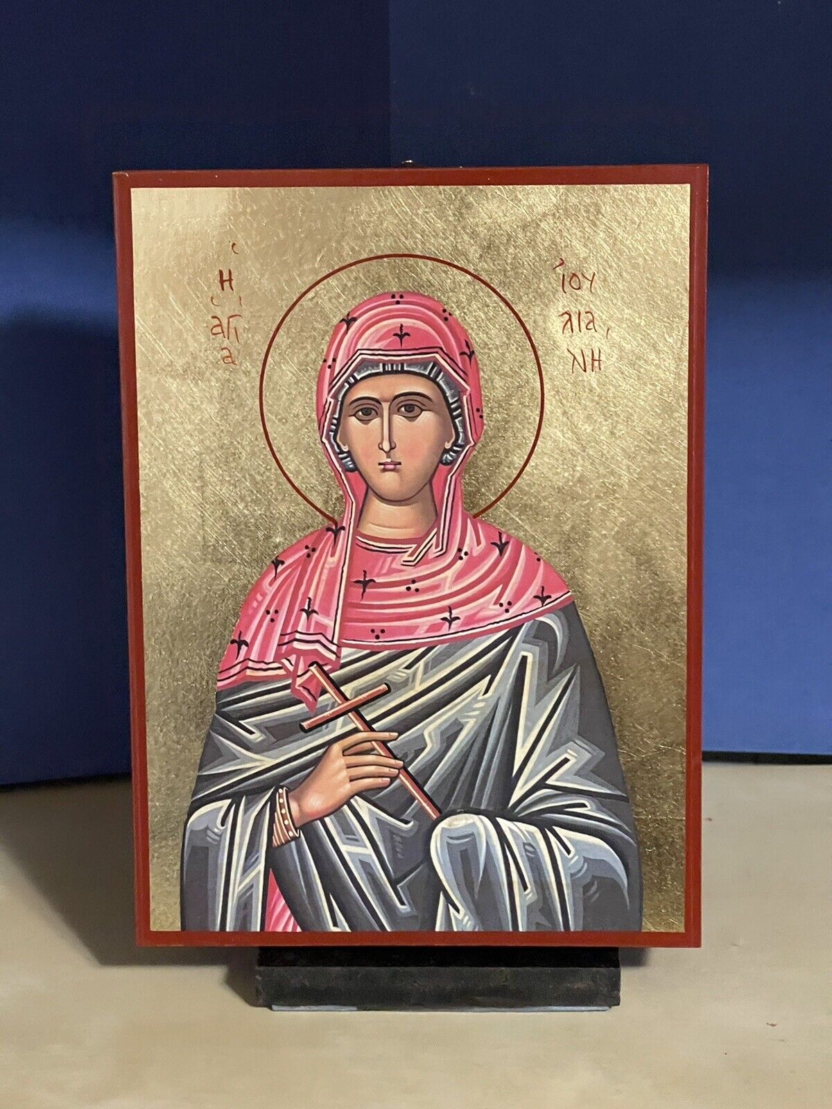 SAINT JULIANA OF NICOMEDIA, MARTYR - WOODEN ICON FLAT, WITH GOLD LEAF 5x7 inch