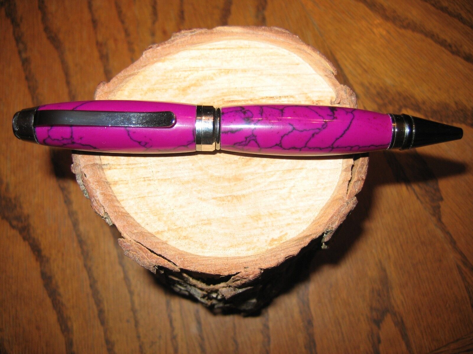 Gorgeous Handmade Hybrid Cigar pen of Real Sugi & Black Web Tru Stone
